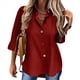 thumbnail image 1 of Camisa Informal de Moda para Mujer, con Botones, Cuello , Blusas Holgadas y Regulares, Blusas de Otoño Rojo XXL, 1 of 7