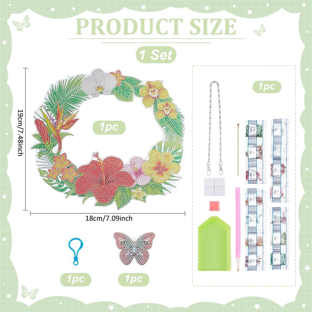 1 set DIY Plastic Hanging Sign Diamond Painting Kit for Home Decorations Wreath Mixed color 180x190mm