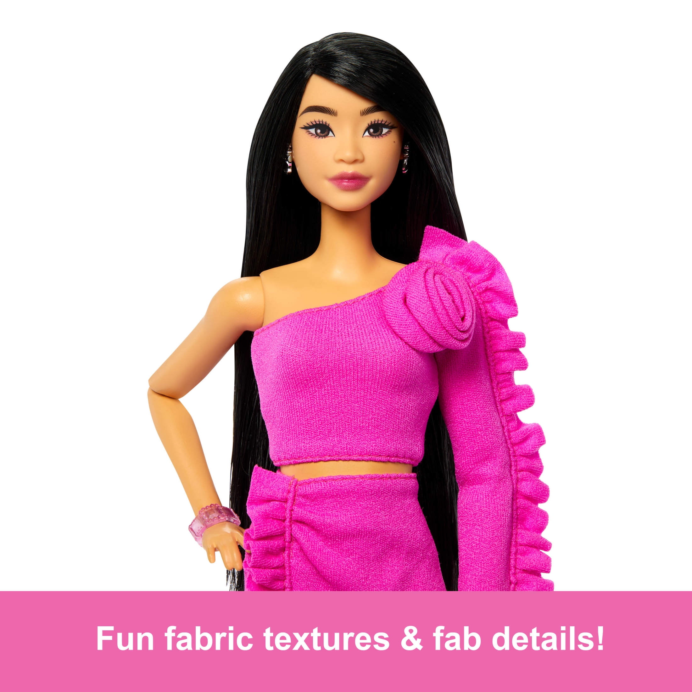 Barbie Deluxe Style #2 Doll in Pink Barbiecore Top and Skirt Set, Black Hair & Prosthetic Leg