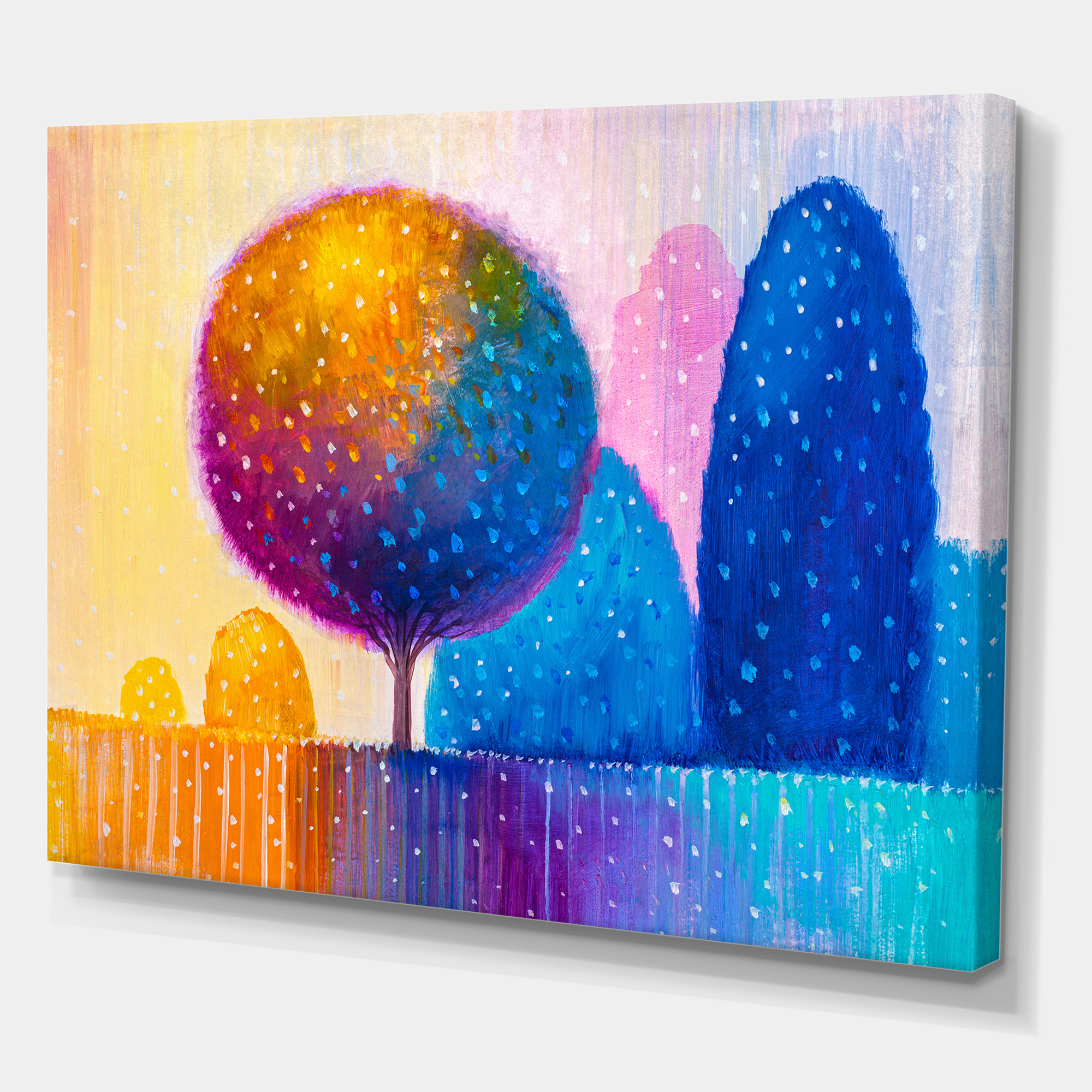 Designart ' Ornamental Colourful Trees X ' Modern Canvas Wall Art Print