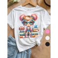 thumbnail image 1 of Back to School Cute Cartoon Girl Printed T-shir Girl 1pc Girls Cotton T-Shirt Soft Breathable Loose Fit Crew Neck | Comfortable Breathable and Soft Casual Short Sleeve T-Shirt, 1 of 7