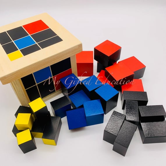 Montessori Binomial Trinomial Cube - Math Logic Wood Block 3D Puzzle Toy - STEM Waldorf Homeschool Classroom Preschool Toddler Kindergarten