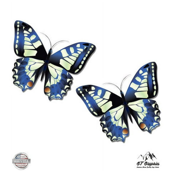 Butterflies Colorful - 2" Each Vinyl Stickers - For Car Laptop I-Pad Phone Helmet Hard Hat - Waterproof Decal