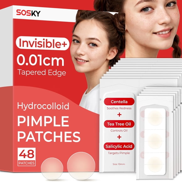 Parches para espinillas Sosky, parches hidrocoloides invisibles para el acné, 48 unidades