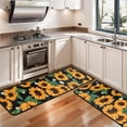 thumbnail image 3 of Kitchen Rugs Sets Of 2,Black Orange White Flower Green Leaf Sunflower Pattern Anti Fatigue Kitchen Mat Rugs Non Slip Washable,Decorative Kitchen Floor Mats for Kitchen,Sink,Laundry,17"x47"+17"x47", 3 of 5