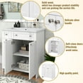 thumbnail image 2 of 30" Bathroom Vanity Cabinet with Single Sink, Freestanding Floor Rustic Single Combo Storage Cabinet with Undermount Sink, 2 Soft Closing Doors and Drawers, White, 2 of 7