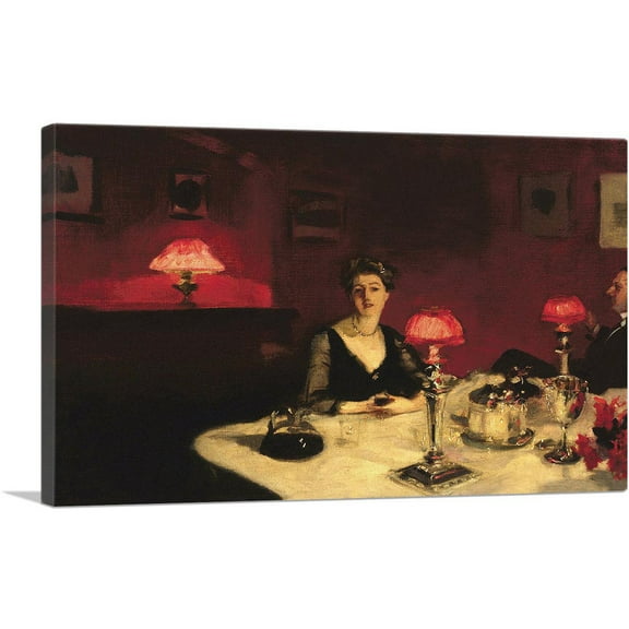 ARTCANVAS A Dinner Table At Night 1884 Canvas Art Print by John Singer Sargent - Size: 26" x 18" (0.75" Deep)