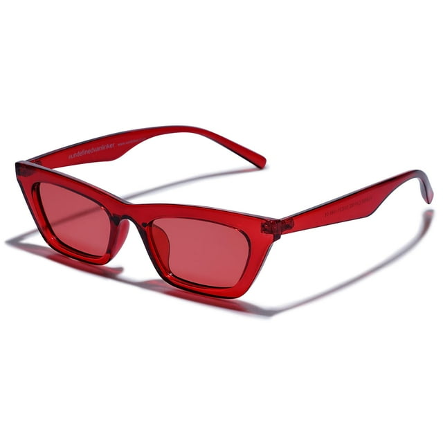 Gafas de Sol VANLINKER Pequeñas a la Moda Ojo de Gato Delgado con Montura Roja