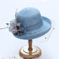 thumbnail image 2 of Wuphunn Women Elegant Tea Party Dress Bowler Cloche Bucket Derby Church Hat Q1 Light Blue One Size, 2 of 4