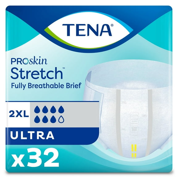 TENA Stretch Ultra Incontinence Breathable Brief, 2X-Large , 32 Ct