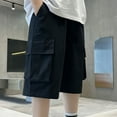 thumbnail image 4 of Cethrio Boys Cargo Shorts , Elastic Waist Loose Athletic Cotton Summer Shorts Black Size 12-13 T, 4 of 5