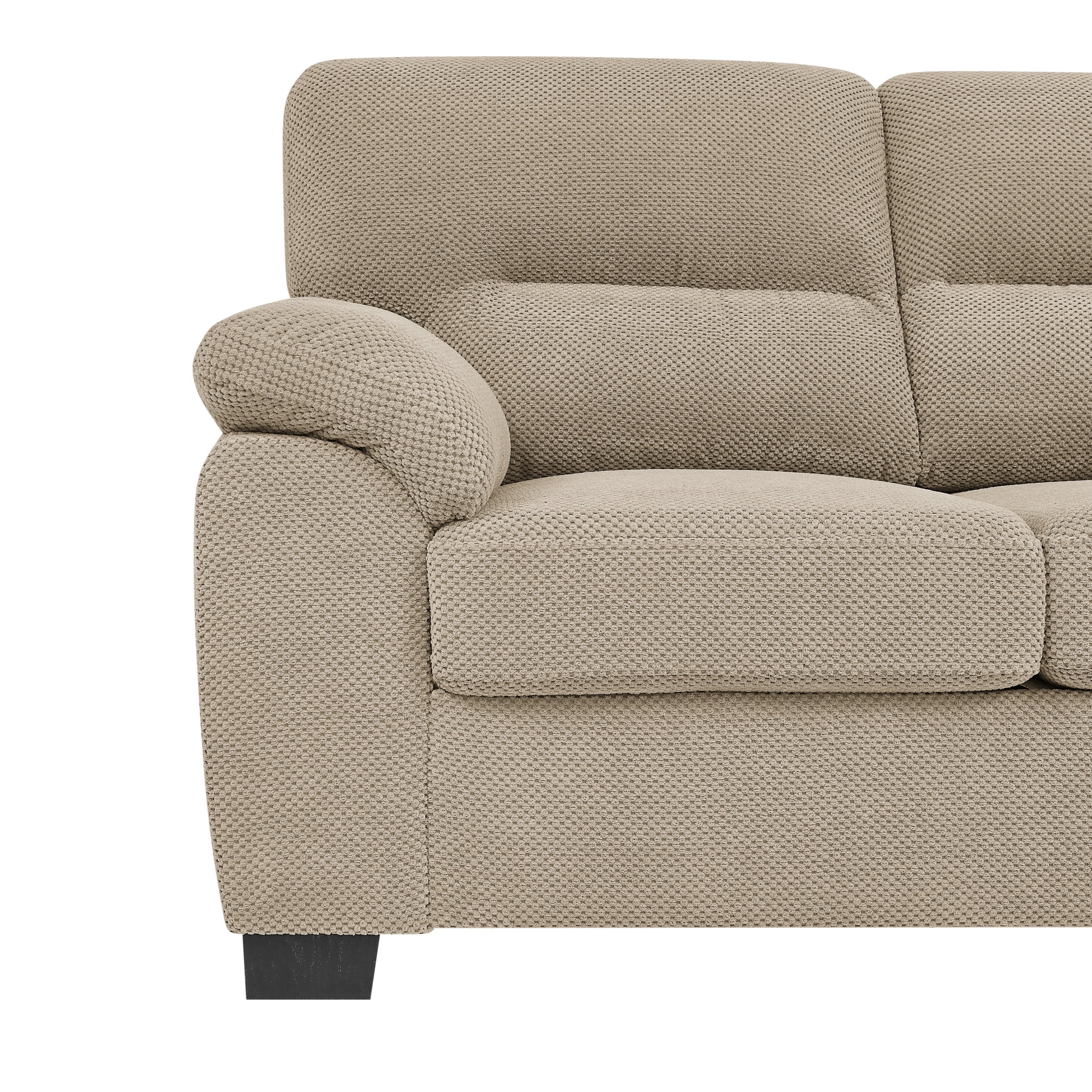Noble House 81" Modern 3-Seater Sofa, Textured Polyester Upholstery, Pillow Top Arms, Camel