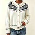 thumbnail image 4 of Rrxhxhs Cardigan Sweaters for Women Crew Neck Fair‑Isle Jacquard Toggle Closure Long Sleeve Retro Nordic Knit Cover Up, 4 of 6
