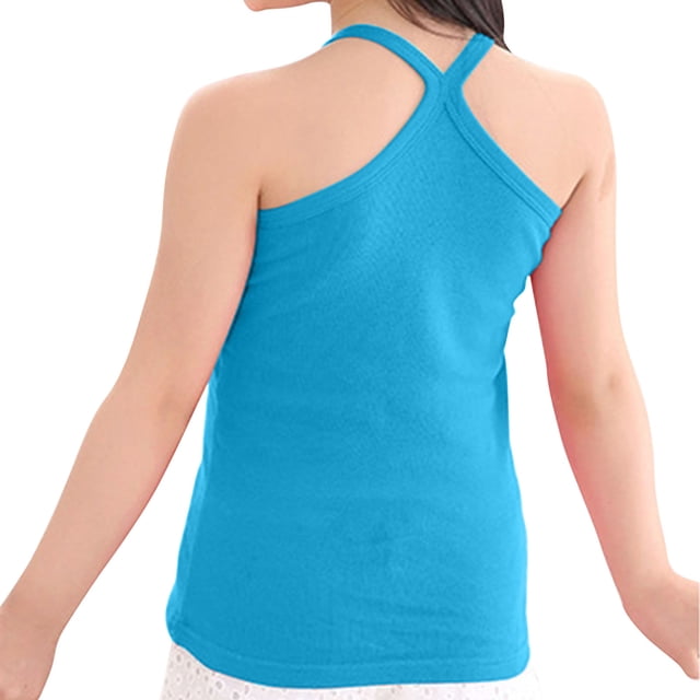 Penkiiy Girls Dance Tank Top Racerback Crop Tank Top Dance Top sin mangas para Ballet Gymnastics Dancewear 12 Meses Azul
