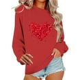 thumbnail image 2 of Valentines Sweatshirts for Women Love Heart Graphic Pullover Crewneck Long Sleeve Tops Valentine's Day Sweatshirt, 2 of 6