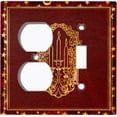 thumbnail image 4 of Metal Light Switch Plate Cover Elegant Gold Candle Frame Starry Moon Maroon FRA034, 4 of 13