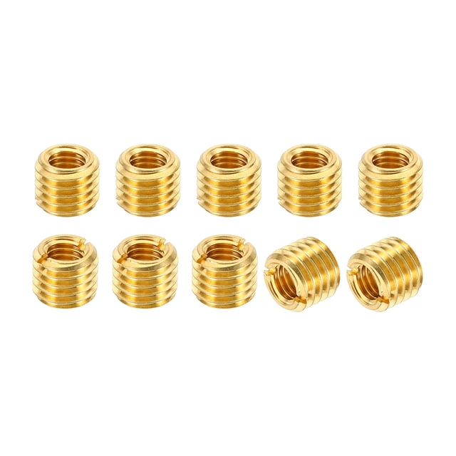 Unique Bargains Écrou de Réparation Fileté en Laiton, 10 Pcs M12x1.75 à M8x1.25 Manchon Fileté Réducteur de Vis 10mm