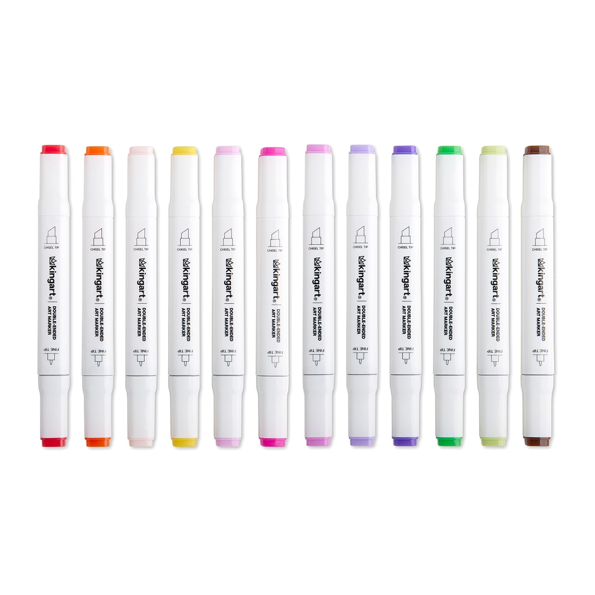 KINGART® PRO Double-Ended Art Alcohol Markers, 12 Floral Palette Colors with Both Fine & Chisel Tips and Superior Blendability