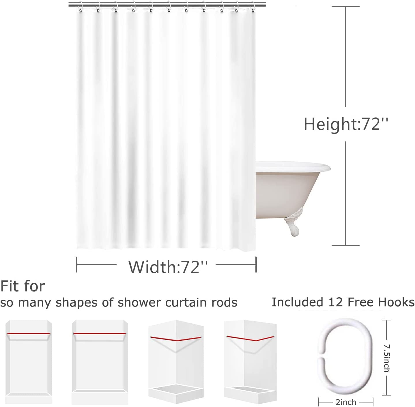 Stall Shower Curtain 36"x72" Inches Small Shower Curtain, Forest Mountain Shower Curtain Tree Shower Curtains for Bathroom, Nature Shower Curtain Hooks