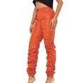 thumbnail image 2 of A2Y Women's Solid Sporty Style Ruched Adjustable Drawstring Jogger Pants Rust M, 2 of 3