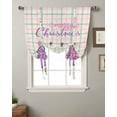 thumbnail image 2 of Purple Pink Christmas Tree Tie Up Curtains for Window, Xmas Snowflake Plaid Rustic Thermal Insulted Balloon Shade Adjustable Rod Pocket Curtains Valance Panels for Kitchen Bathroom Café 42 x 63, 2 of 7