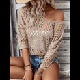 thumbnail image 4 of Suéter de Crochet Calado para Mujer, 3/4, para Salir de Verano. Albaricoque M, 4 of 10