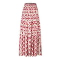 thumbnail image 7 of qolati Women's Boho Long Maxi Skirt 2023 Elastic High Waist Flowy A-Line Skirts Vintage Floral Print Ruffle Tiered Beach Holiday Skirt, 7 of 7