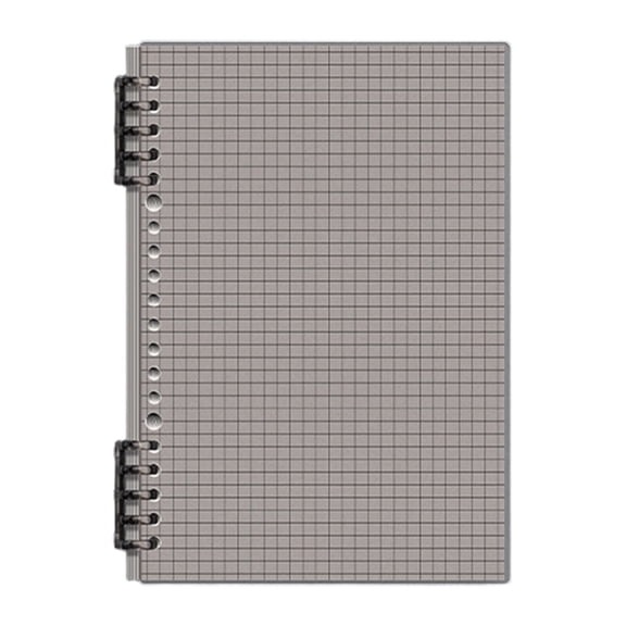 A5 Grid Notebook with Detachable Ring Binder, Transparent Cover Refillable Journal, 360° Fold-Flat Graph Paper Notepad for Daily Note-Taking and Organization