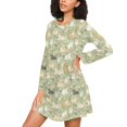 thumbnail image 3 of joogoo Cat Flowers Women's Long Sleeve Nightgown Sleepwear L, 3 of 8