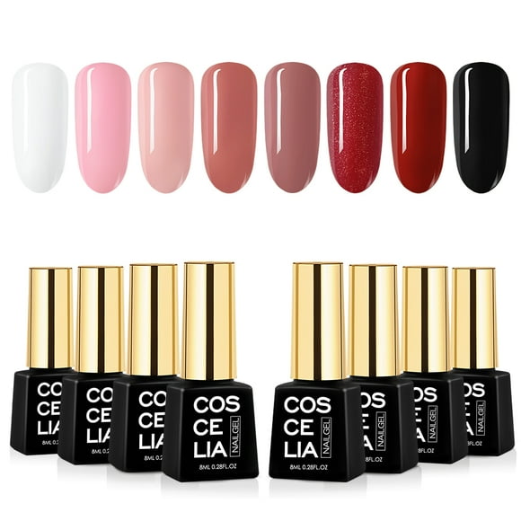 Coscelia UV nail polish set gel varnish starter set 8x UV gel nail polish set suitable for gel nails, UV gel varnish