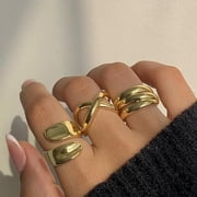 Chunky Gold Rings for Women 18k Gold Plated Stackable for Ring Sets, Personalized Jewelry