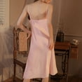 thumbnail image 2 of Defitshape Women's Chemise Nightgown Summer Night Gown Sexy Cami Sleep Dress Silky Soft Cool Sleeveless Silk Sleepwear Pink Small, 2 of 4