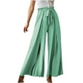 thumbnail image 2 of Lilgiuy Fashion Women Summer Bow Casual Loose High Waist Pleated Wide Solid Trousers Pants Dance Performance Pants, 2 of 5