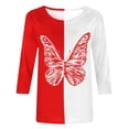 thumbnail image 4 of Hauts à Manches 3/4 pour Femmes Mode Féminine T-Shirt Imprimé Ample Blouse Mi-Longue à Manches 3/4 Col Rond Hauts Décontractés T-Shirts en Coton pour Femmes T-Shirts pour Femmes Mode, 4 of 4