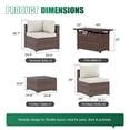 thumbnail image 5 of Clouddwell 8 Piece Outdoor Patio Furniture Set, Wicker Rattan Patio Sectional Sofa Sets with Fire Pit Table, Off White, 5 of 7