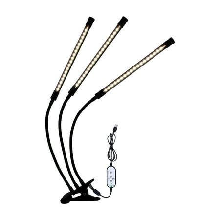 

3 Head Led Grow Light Full Spectrum White Light 4/8/12H Timer 5 Brightness Leves Clip Plant Growing Light For Indoor Plant Seedlings Sunlike Adjustable Gooseneck Plant Usb Growing Lamps