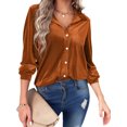 thumbnail image 3 of VISgogo, camisas de terciopelo salvaje a la moda para mujer, blusas de manga larga con cuello vuelto de Color sólido, blusas informales con botones para primavera y otoño VISgogo moda, 3 of 9