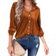 thumbnail image 3 of VISgogo, camisas de terciopelo salvaje a la moda para mujer, blusas de manga larga con cuello vuelto de Color sólido, blusas informales con botones para primavera y otoño VISgogo moda, 3 of 9