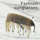 thumbnail image 4 of Borla de lujo de gran tamaño, decoración de diamantes de imitación, gafas de sol, joyería facial para mujer Negro Yuyangstore lentes de sol con borlas de cristal, 4 of 8