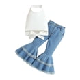 thumbnail image 1 of Plebaso Baby Girls Two-Piece Sets Sleeveless Round Neck Tops Flared Denim Pants Kids Summer Clothes, 1 of 7
