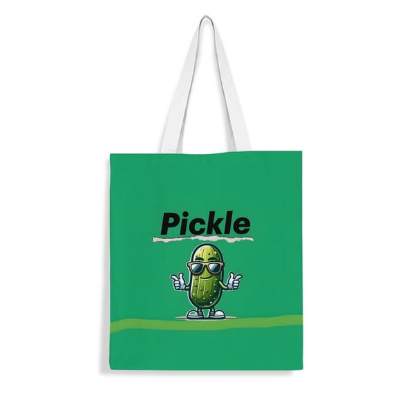Pickle canvas Tote Bag Handbag: Aesthetic bag designed for women, perfect for grocery shopping. Reusable with an inner zipper, size 13.8 x 15.8 inches (35x40cm).
