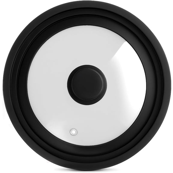 Large Silicone & Glass Universal Lid (10.5 to 12 Inches) - BPA-Free Silicone Lid with Stay Cool Handle & Tempered Glass Top - Dishwasher Safe - Universal Lid for Pots, Pans, Skillets, Cast Iron