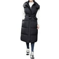 thumbnail image 2 of Gamivast Long Quilted Vest for Women Hooded Loose Button Down Sleeveless Padded Jacket Winter Casual Zip up Coats with Pockets Trendy Work Solid Outerwear 2025, 2 of 7