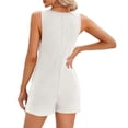 thumbnail image 3 of Summer Sleeveless Women Henley Shorts Jumpsuit Waffle Romper with Pocket, 3 of 6