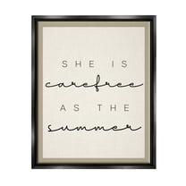 Stupell Industries Carefree Summer Phrase Inspirational Painting Black Floater Framed Art Print Wall Art, 25 x 31