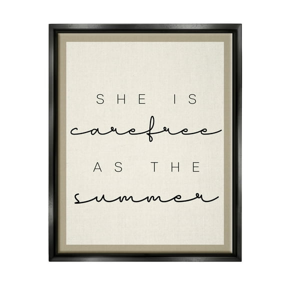Stupell Industries Carefree Summer Phrase Inspirational Painting Black Floater Framed Art Print Wall Art, 25 x 31