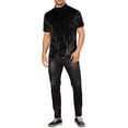 thumbnail image 2 of INSPIRE CHIC Velvet T-Shirts for Men's Short Sleeves Mock Neck Pullover Velour Tee Tops, 2 of 6