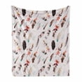 thumbnail image 1 of Bohemian Soft Flannel Fleece Throw Blanket, Fashion Illustration Feathers with Floral Details and Ribbons Vintage Style, Cozy Plush for Indoor and Outdoor Use, 50" x 70", Multicolor, by Ambesonne, 1 of 6