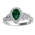 thumbnail image 2 of Mauli Jewels Rings for Women 1.35 Carat Pear Shape Emerald And Round White Diamond Ring Prong-Setting 10K White Gold, 2 of 5
