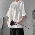 thumbnail image 4 of Mens High Quality Summer Half Sleeve Hooded T-shirt Korean Drawstring Pullover, 4 of 11
